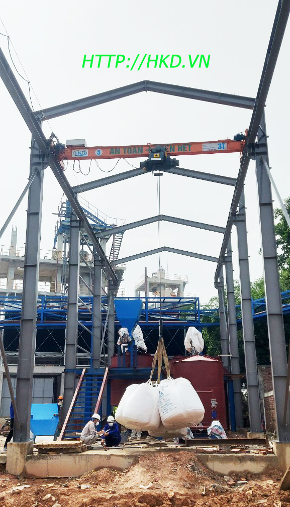 Cầu trục nhà xưởng 3 tấn test tải an toàn