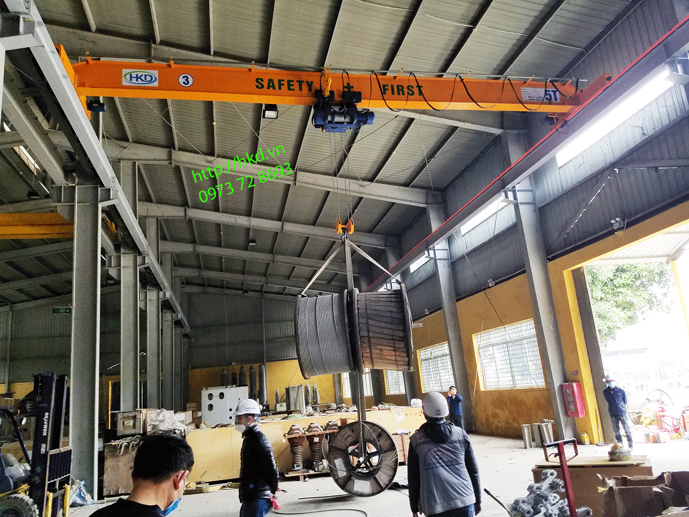 Cầu trục dầm đơn 5 tấn HKD được thử tải kiểm định 6.25 tấn tải